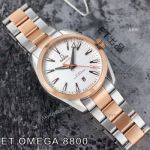Swiss Clone Omega Aqua Terra White Dial 2 Tone Rose Gold 8800 Watch
